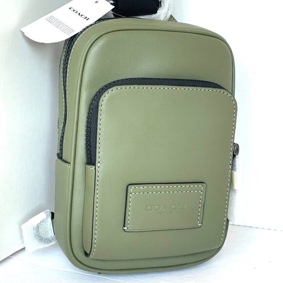 Coach Racer Sling Pack Army Green Leather Small Crossbody Shoulder Bag CU252 ORG - Picture 4 of 12